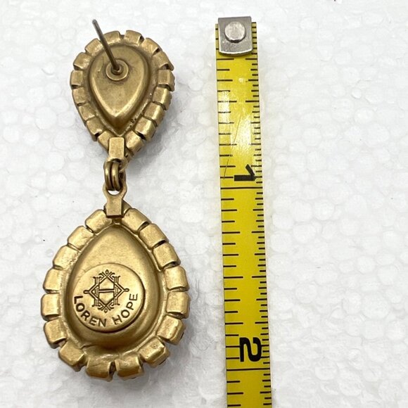 Loren Hope Dangle Earrings Black Abba Crystal Teardrop Chandelier Gold-Tone - Picture 8 of 8